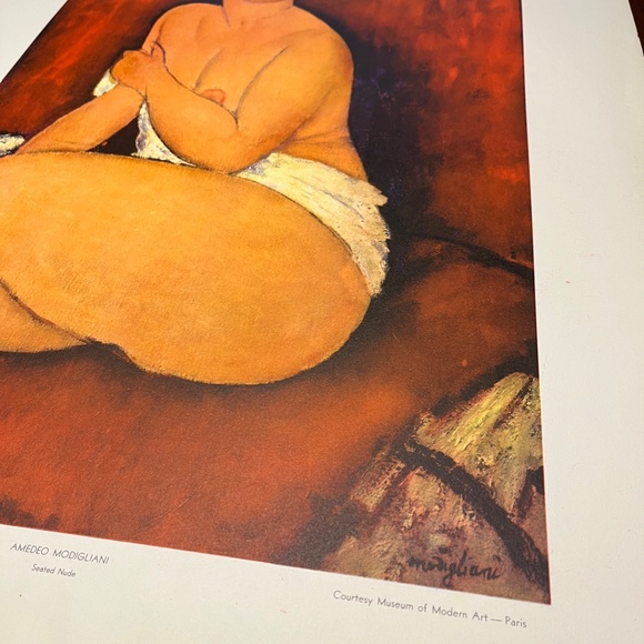Vintage Amedeo Modigliani 28x22 Large Lithograph Seated Nude USA MCM Art Print - Picture 5 of 13